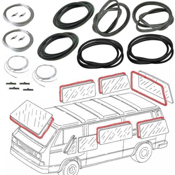Sealing set for window pane incl. piping and sleeves ,T3 ab Bj.84 OE Ref. 255845121