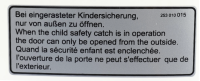 Aufkleber "Kindersicherung" für T3 Schiebetür Innen, OE Ref. 253010015