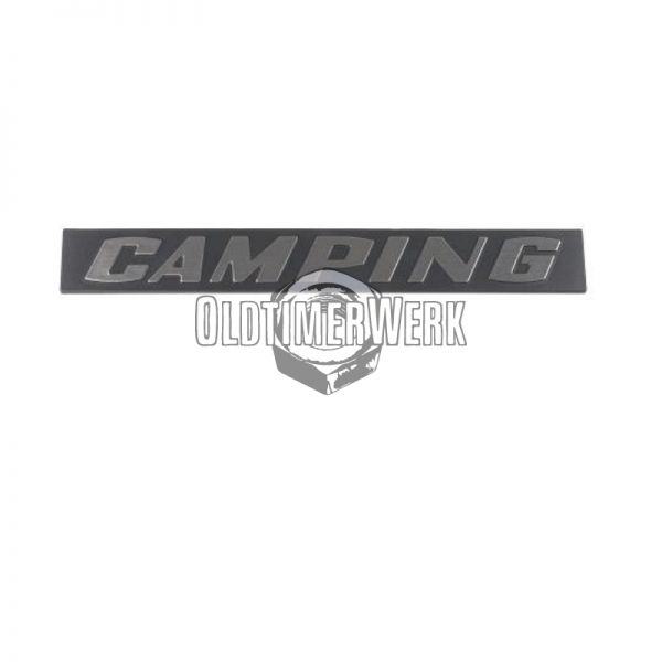 Emblem "CAMPING" black/chrome, rear door, T3 OE Ref. 253853689