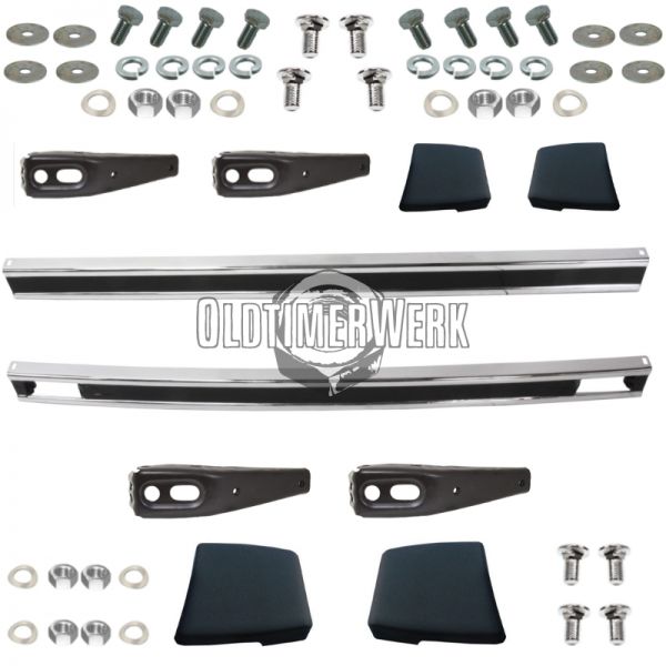 Chrome Bumper Set, front and rear, incl. Mounting Kit, Golf 1, OE Ref. 171807111G, 171807311C