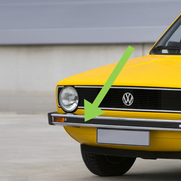 B-STOCK Front Bumper, early type, Metall, black, Golf 1 OE Ref. 171807111G