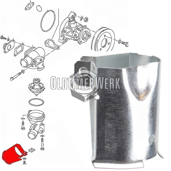 Hitzeblech für Rohrstutzen am Thermostatgehäuse, T3 1,9l bis Bj. 85 OE Ref. 025121148