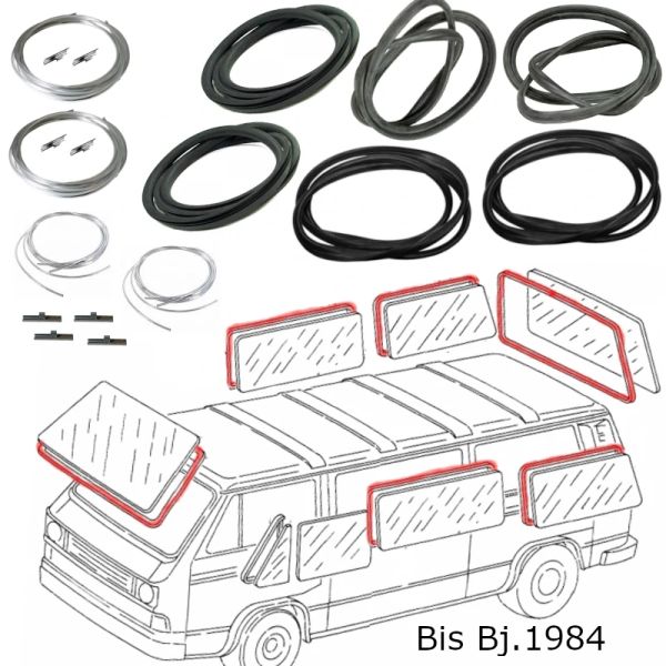 Sealing set for window pane incl. piping and sleeves ,T3 bis Bj.84 OE Ref. 255845121
