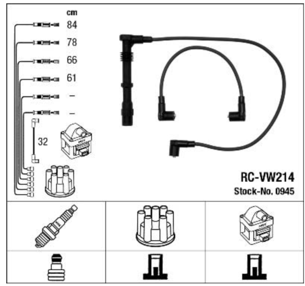 Ignition Lead Set, Golf 2 16V, OE Ref. 037905409B