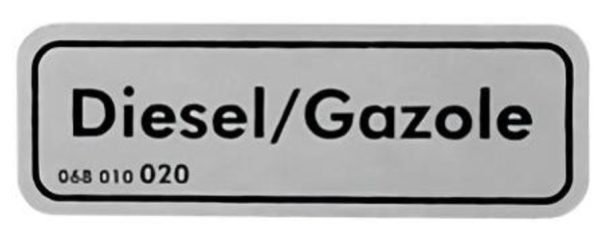 Sticker " DIESEL " next to fuel filler cap, T3 OE Ref. 068010020