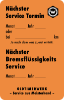 Service Aufkleber "OLDTIMERWERK" in Orange