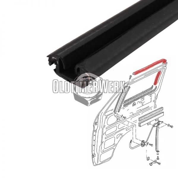 Window guide top, with groove for trim, T3 OE Ref. 255837709