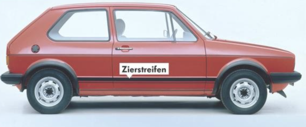 Black Vinyl Self Adhesive Side Stripes Golf &Co GTI OE Ref. 161898524 4AT