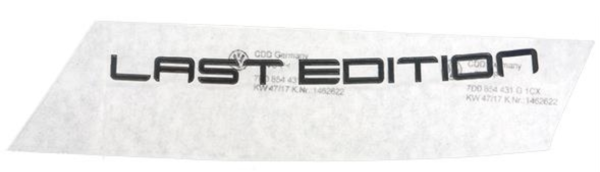 Lettering, emblem, sticker LAST EDITION for hood, T4 Bus OE Ref. 7D0854431G 1CX