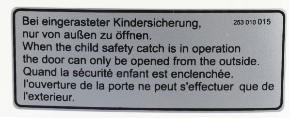 Aufkleber "Kindersicherung" für T3 Schiebetür Innen, OE Ref. 253010015