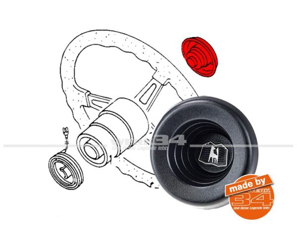 Hupenknopf komplett, schwarz,vom "Spucknapf" Lenkrad Golf 1 &Co OE Ref. 171419669F 01C