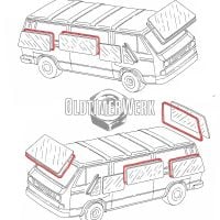 Dichtungs-Set Fensterscheiben, ohne Nut für Zierleiste, T3 ab Bj. 08/84