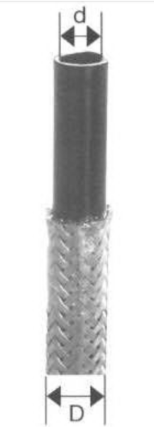 POLYAMID-ROHR mit Umflechtung aus Edelstahldraht D1 6mm D2 9mm