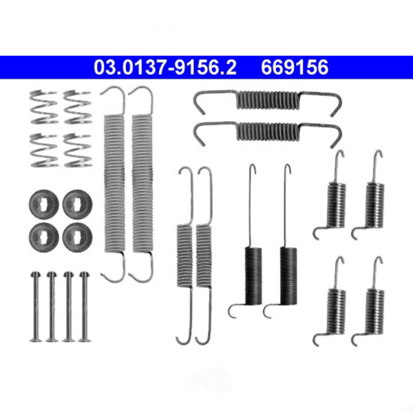 Rear brake shoe assembly kit, for drum brake 1LE/1LP, T4 Bus OE Ref. 701698545